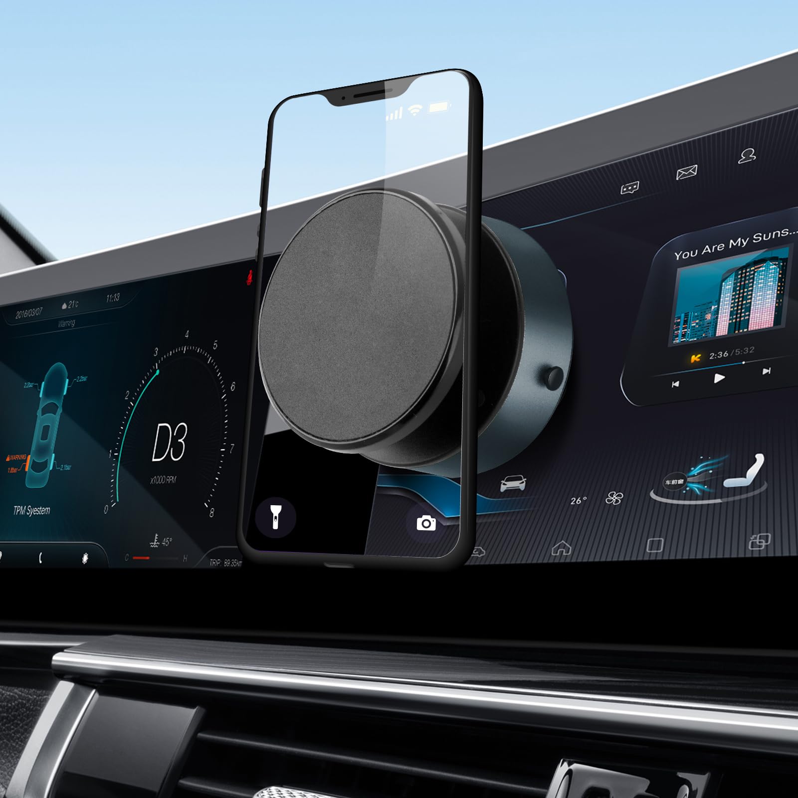 Muuto for MagSafe Car Mount 360 Rotating Car Magnetic Phone Holder Strong Adsorption Car Holder Windshield Dashboard Universal Suitable for iPhone and All Smartphones (Black)