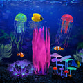 Filhome Glowing Fish Tank Decorations Plants 5 pcs Glow Aquarium Decoration Plants Kit Glowing Sea Anemone Coral Ornaments