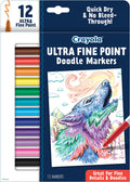 Crayola Ultra Fine Point Markers (12ct) No Bleed Markers for Adult Coloring Books Doodle Art Marker Set Lettering Calligraphy Drawing
