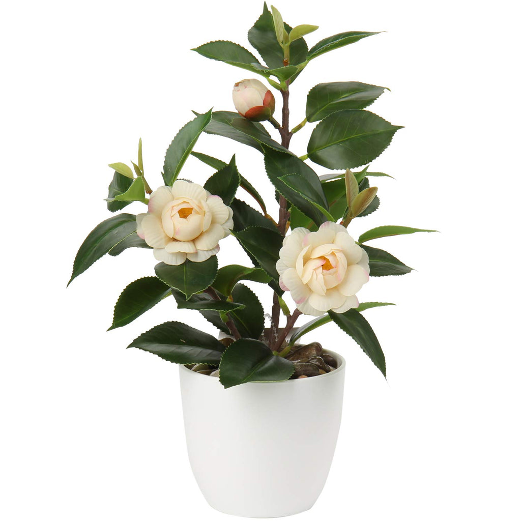 Briful Mini Camellia Faux Plant in Vase