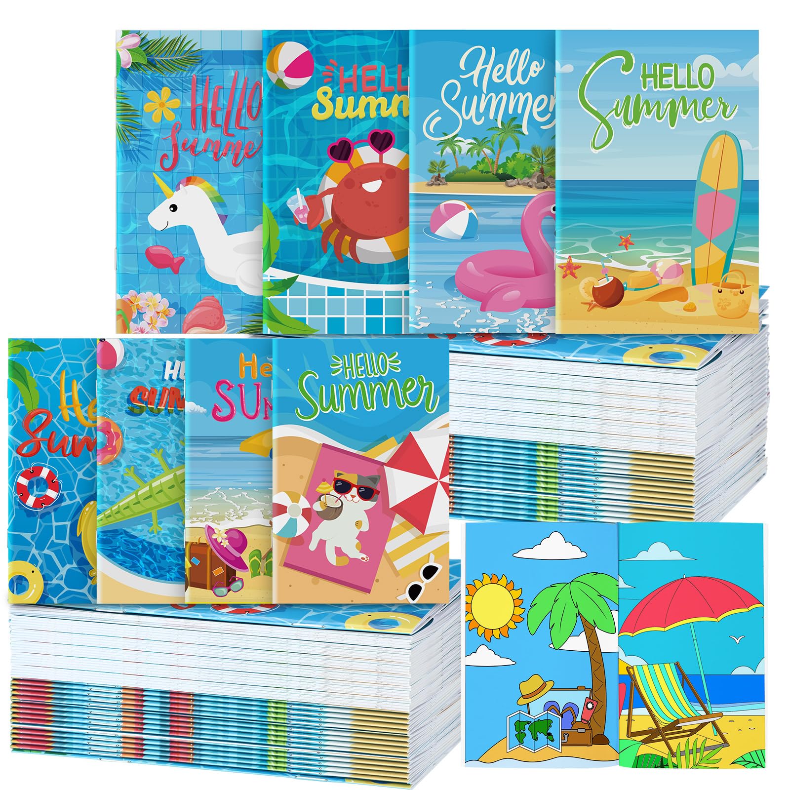 Estune 40 Pcs Coloring Books Summer Beach Party Favor for Kids Coloring Book Set Mini Small Coloring Books Goodie Bag Stuffers Gift Classroom Home
