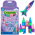 CreateOn Crayola Mini Magnetic PIP-Tiles Building Set for Kids Magnetic Building Toys for Kids STEM Travel Toys for Boys and Girls Ages 3+ 24-Piece Set (Glitter)